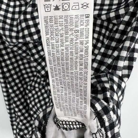 Forever 21 Dress Black White Gingham Ruched Mini Short Sleeve VNeck - Picture 8 of 12
